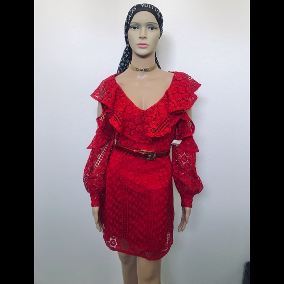 Stunning Alexis S deep red lace dress new - Picture 4 of 14